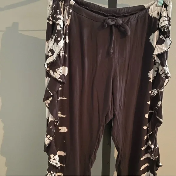 Chaser Soft Pants Tie Dye Pull On Gathered Ankle Jogger Pants Gray Size Small - Picture 2 of 4